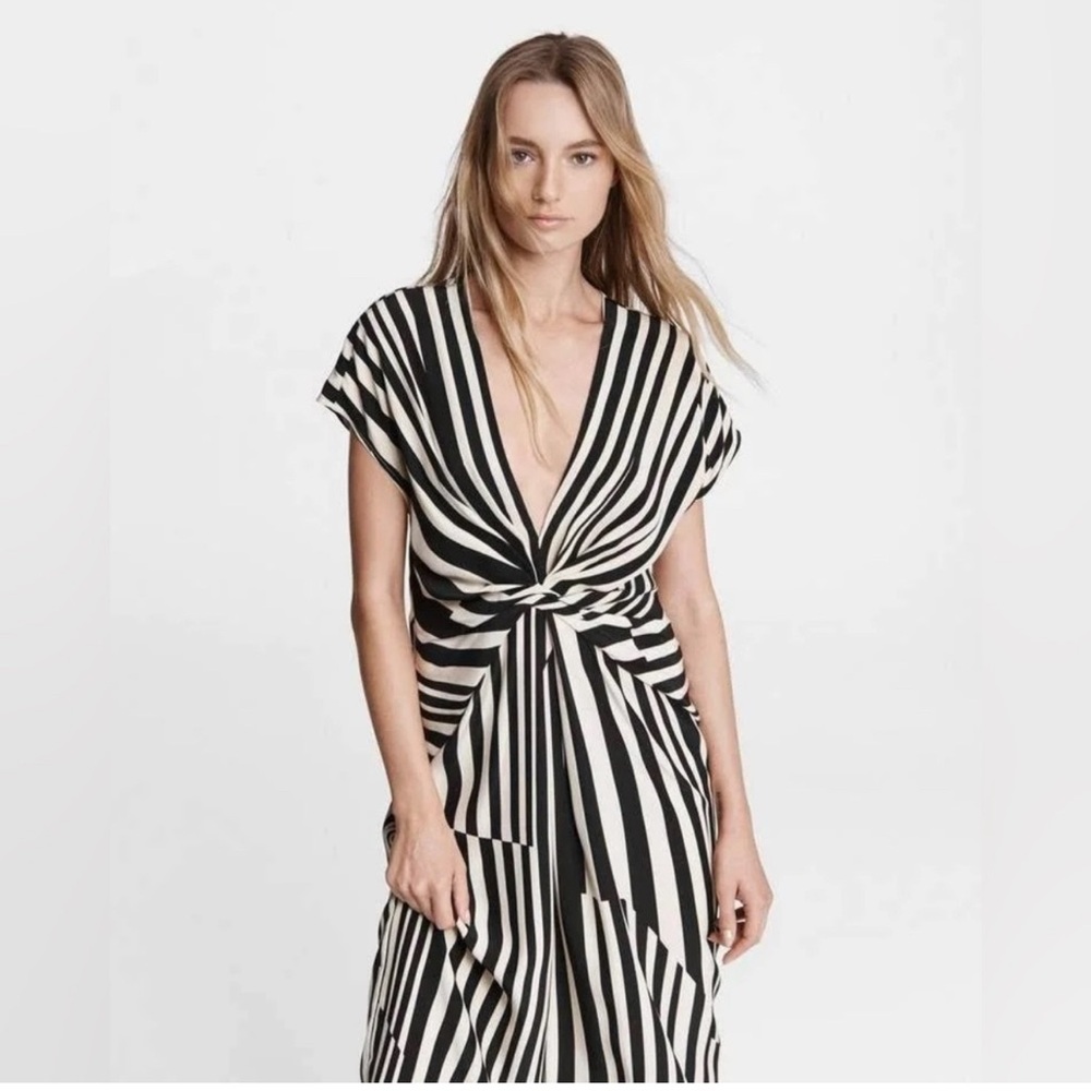 rag & bone Silk Black and White Striped Dress